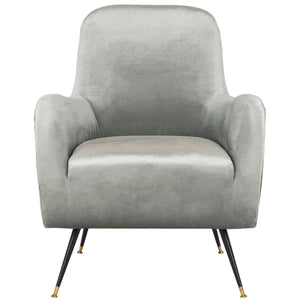 Safavieh Noelle Velvet Retro Mid Century Accent Chair - Light Grey
