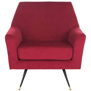 Safavieh Nynette Velvet Retro Mid Century Accent Chair - Maroon
