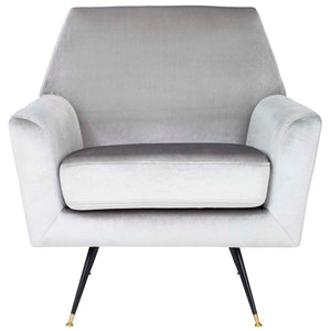 Safavieh Nynette Velvet Retro Mid Century Accent Chair - Light Grey Velvet