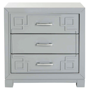Safavieh Raina Three Drawer Greek Key Night Stand - Grey