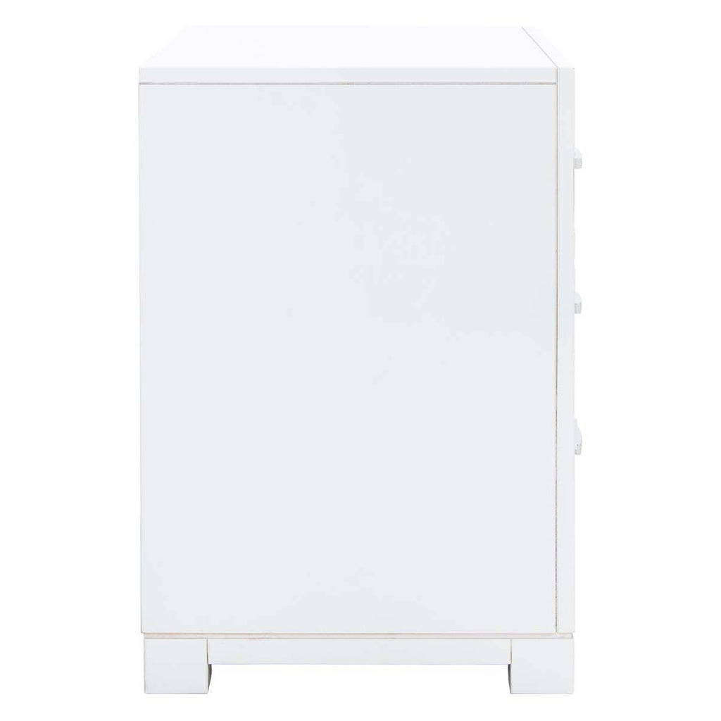 Safavieh Raina Three Drawer Greek Key Night Stand  - White / Silver