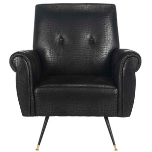 Safavieh Mira Retro Mid Century Faux Leather Accent Chair - Black