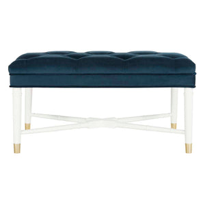 Safavieh Rory Contemporary Tufted Bench - Navy Velvet