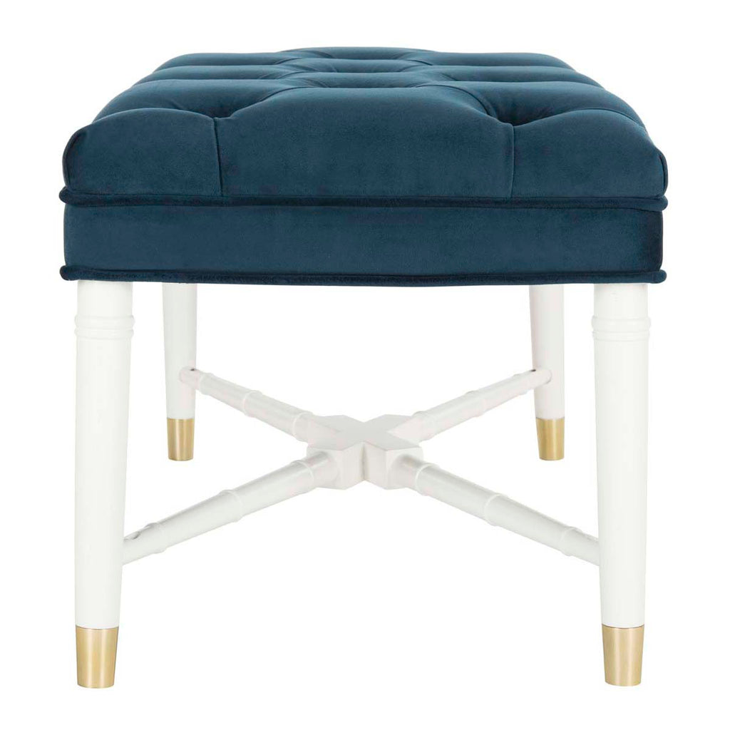 Safavieh Rory Contemporary Tufted Bench - Navy Velvet