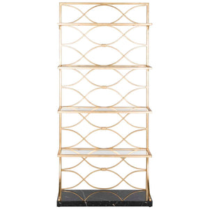 Safavieh Spano 4 Glass Tier Marble Base Etagere - Gold/Black/Clear