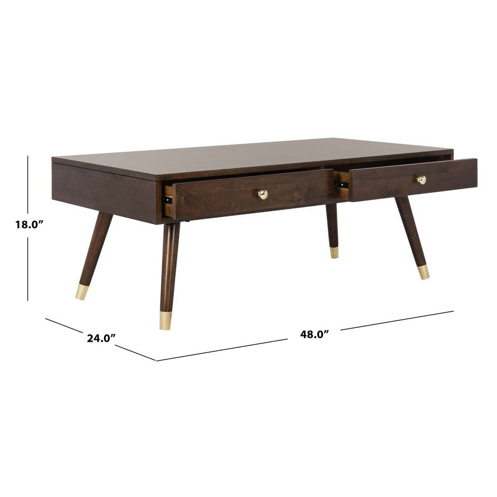 Safavieh Levinson Gold Cap Coffee Table - Brown/Gold