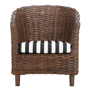 Safavieh Omni Rattan Barrel Chair - Brown/Black&White Cushion