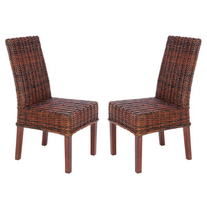 Safavieh Sanibel 18''H Rattan Side Chair (Set Of 2)-Antique Walnut