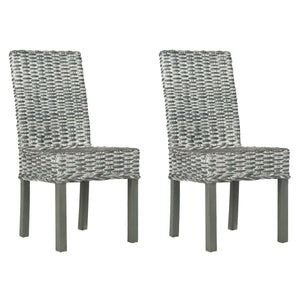 Safavieh Wheatley 18''H Rattan Side Chair-Grey White Washed (Set of 2)