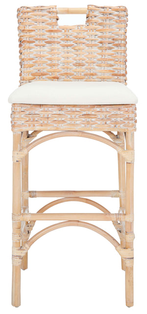 Safavieh Fremont Barstool - Natural White Wash / White
