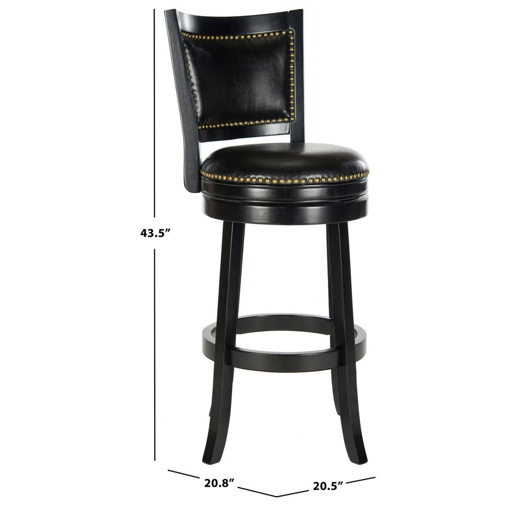 Safavieh Lazzaro Swivel Bar Stool - Black/Black
