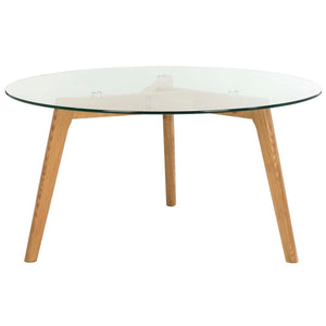 Safavieh Marjoram Round Glass Coffee Table - Clear/Oak