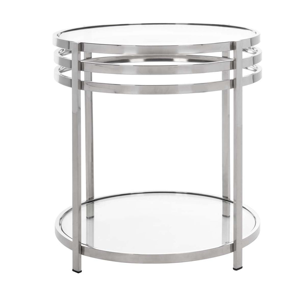Safavieh Couture Malory Chrome End Table With Glass Top - Chrome
