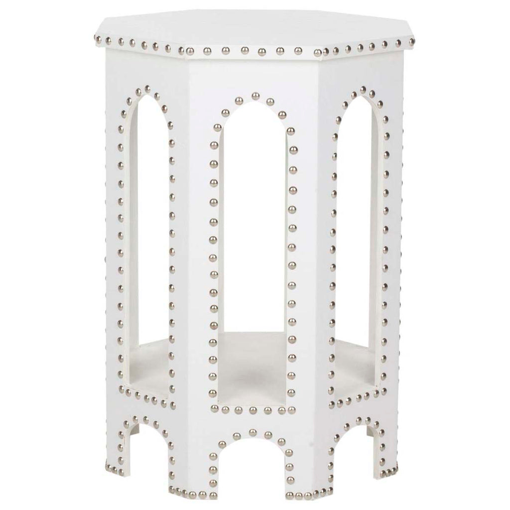 Safavieh Nara End Table White - Silver Nail Heads - White