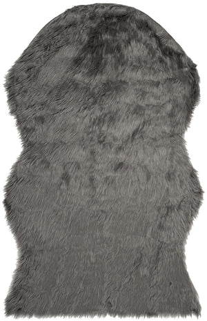 Faux Fur Sheepskin Accent Rug, FSS115D, 60 X 91 cm in Grey