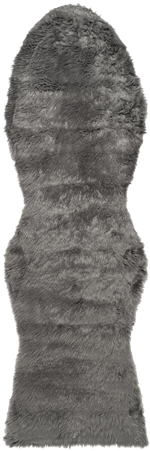 Faux Fur Sheepskin Runner Rug, FSS115D, 62 X 240 cm in Grey