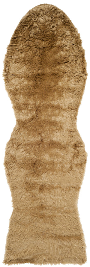 Faux Fur Sheepskin Runner Rug, FSS115E, 62 X 240 cm in Camel