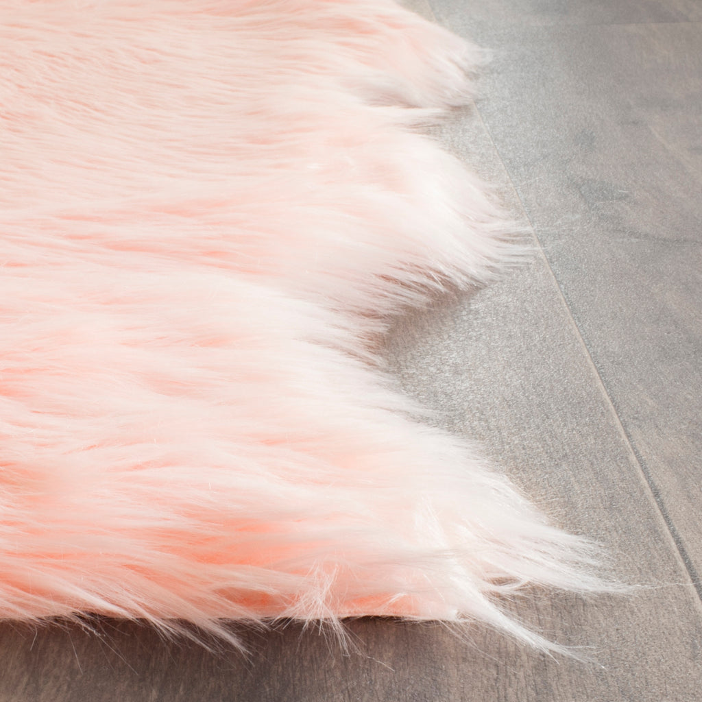Faux Fur Sheepskin Area Rug, FSS115G, 90 X 150 cm in Pink