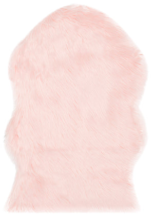 Faux Fur Sheepskin Accent Rug, FSS115G, 60 X 91 cm in Pink