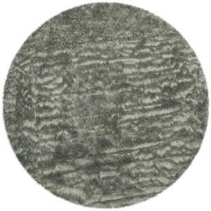 Faux Fur Sheepskin Round Area Rug, FSS235D, 121 X 121 cm in Grey