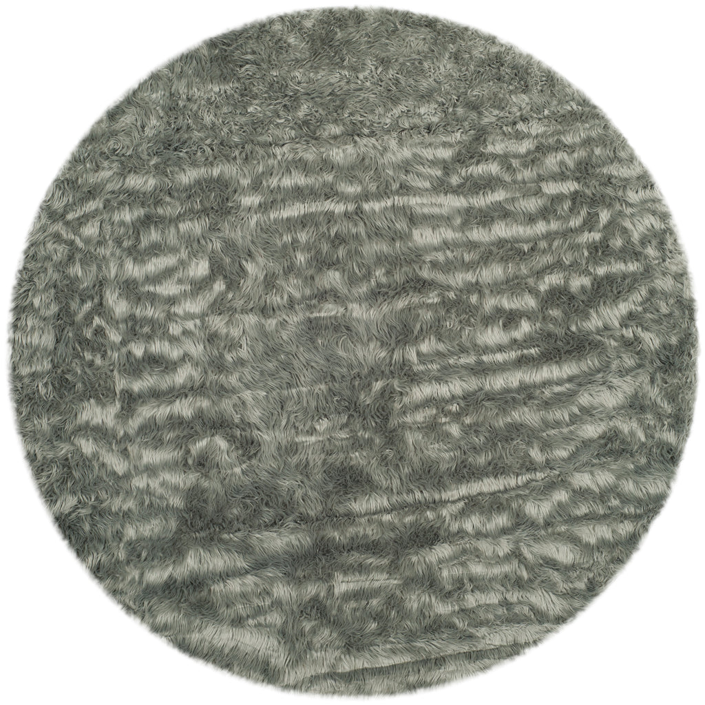 Faux Fur Sheepskin Round Area Rug, FSS235D, 121 X 121 cm in Grey