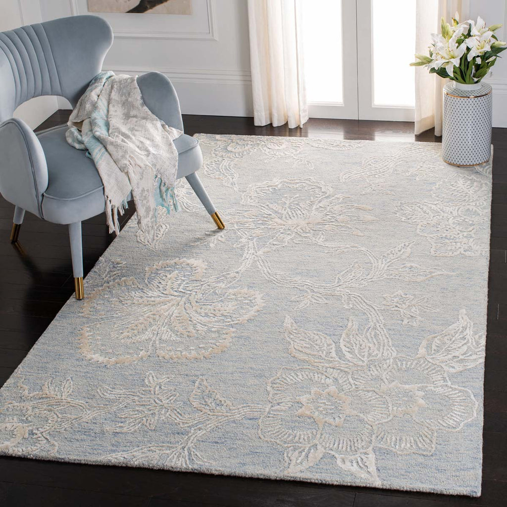 Safavieh Glamour Rug Collection GLM661M - Light Blue / Ivory