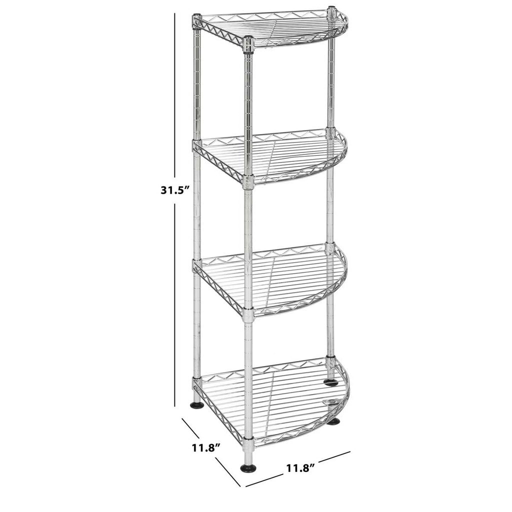 Safavieh Damaris 4 Tier Chrome Wire Corner Rack (11.8 In. W X 11.8 In. D X 31.5 In. H) - Chrome