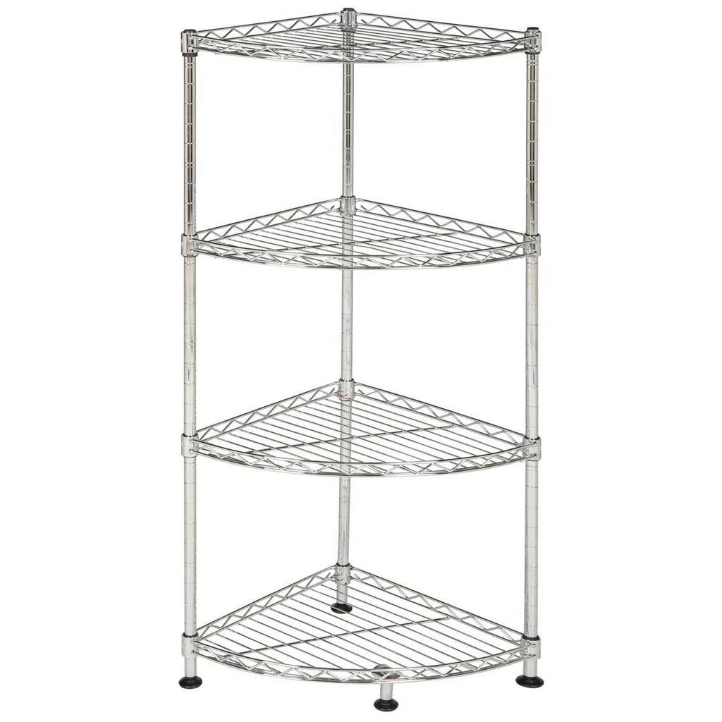 Safavieh Damaris 4 Tier Chrome Wire Corner Rack (11.8 In. W X 11.8 In. D X 31.5 In. H) - Chrome