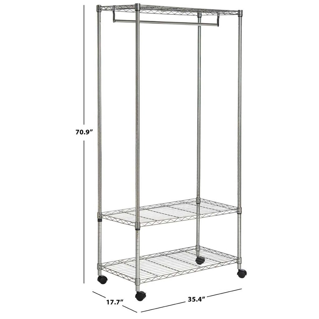 Safavieh Gordon Chrome Wire 3 Tier Garment Rack (35.4 In. W X 17.7 In. D X 70.9 In. H) - Chrome