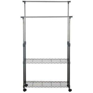 Safavieh Giorgio Chrome Wire Dble Rod Clothes Rack (35.4 In. W X 13.8 In. D X 66.9 In. H) - Chrome