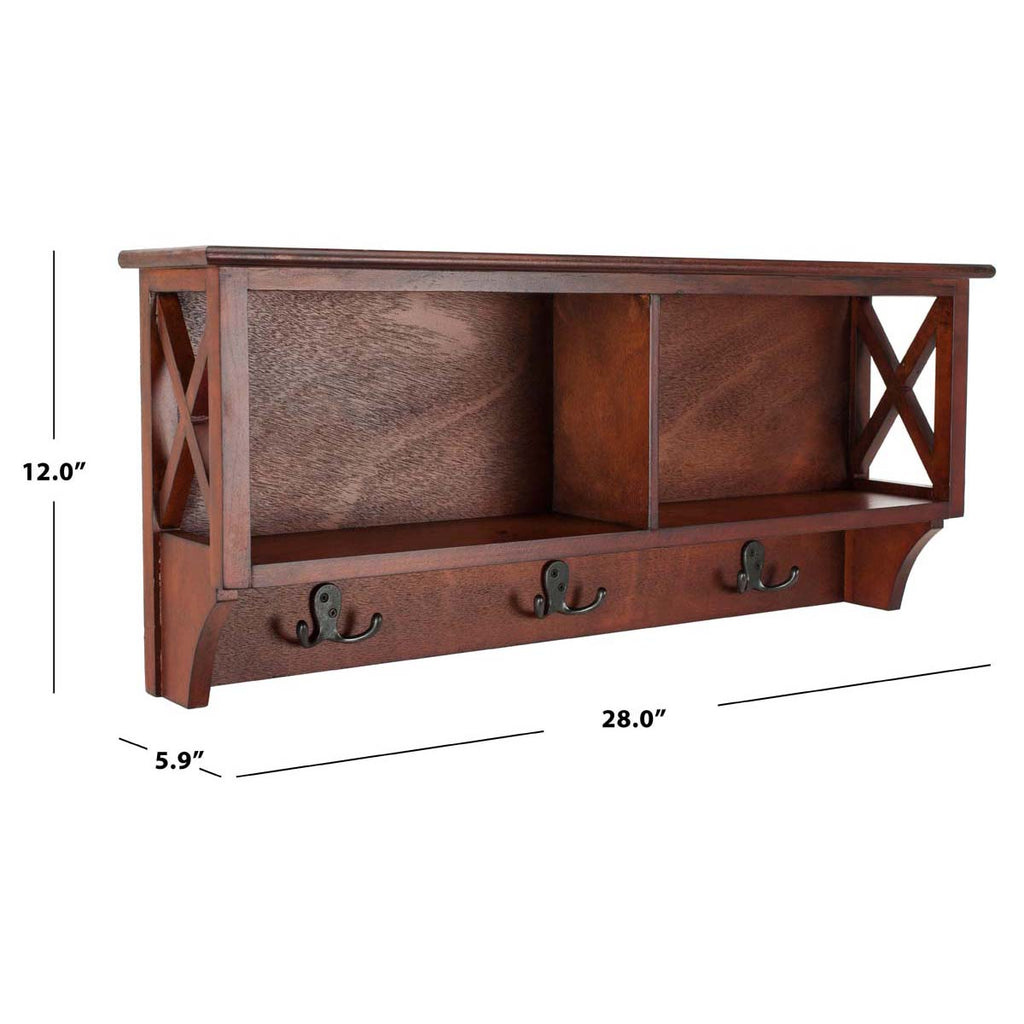 Safavieh Freya Hanging Storage Wall Rack - Cherry
