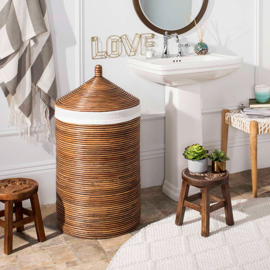 Safavieh Wellington Rattan Storage Hamper With Liner - Honey