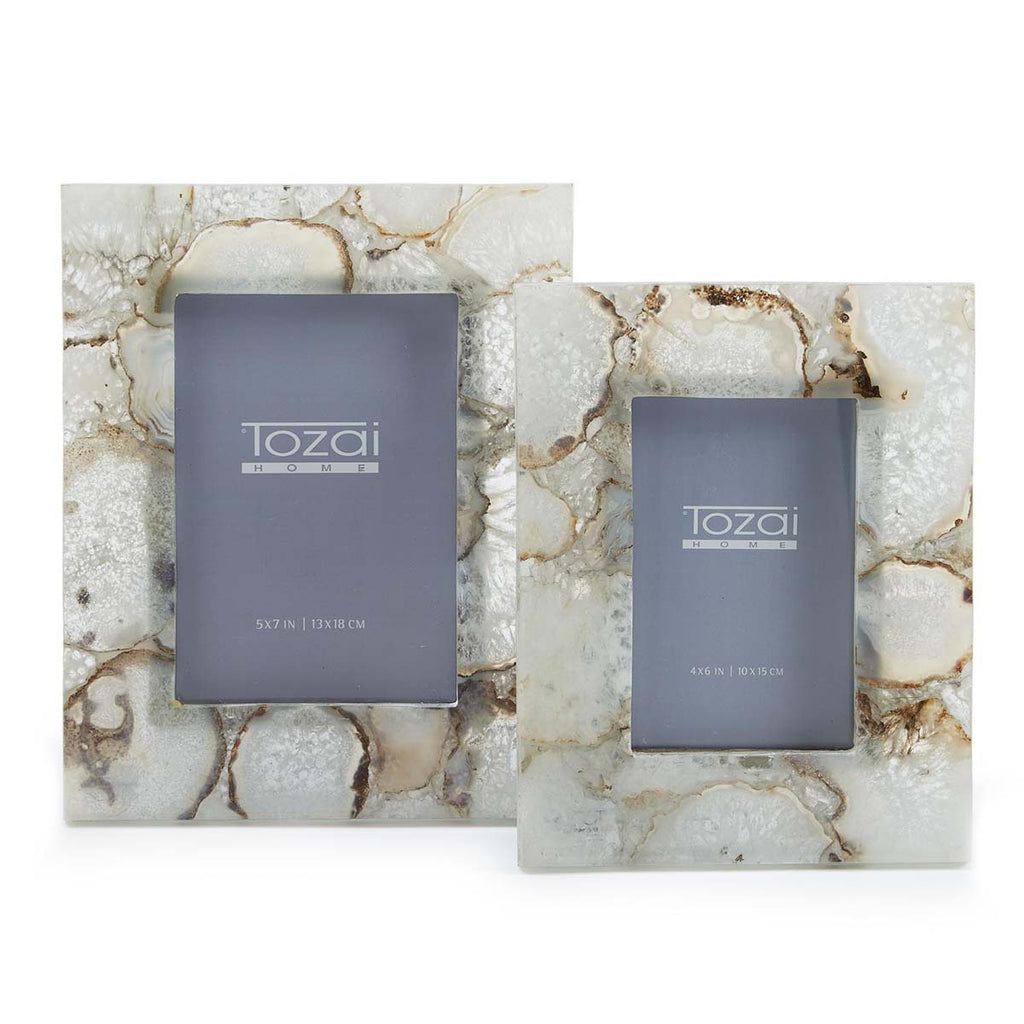 Two's Company Natural Agate Photo Frames in Gift Box (includes 2 Sizes: 4 x 6 and 5 x 7)