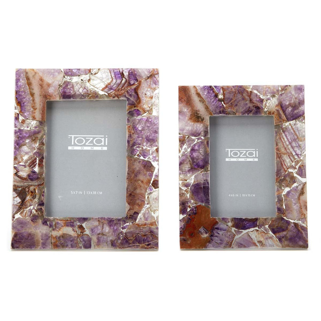 Two's Company Amethyst Photo Frames in Gift Box (includes 2 Sizes: 4 x 6 and 5 x 7)