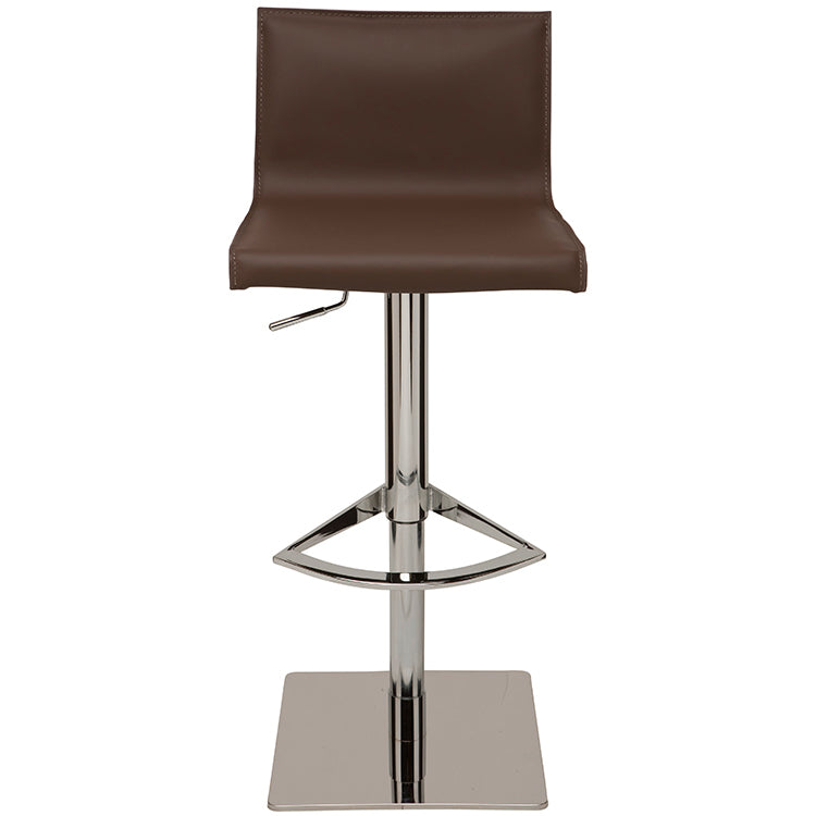 Colter Mink Leather Seat Polished Stainless Base Adjustable Stool | Nuevo - HGAR278