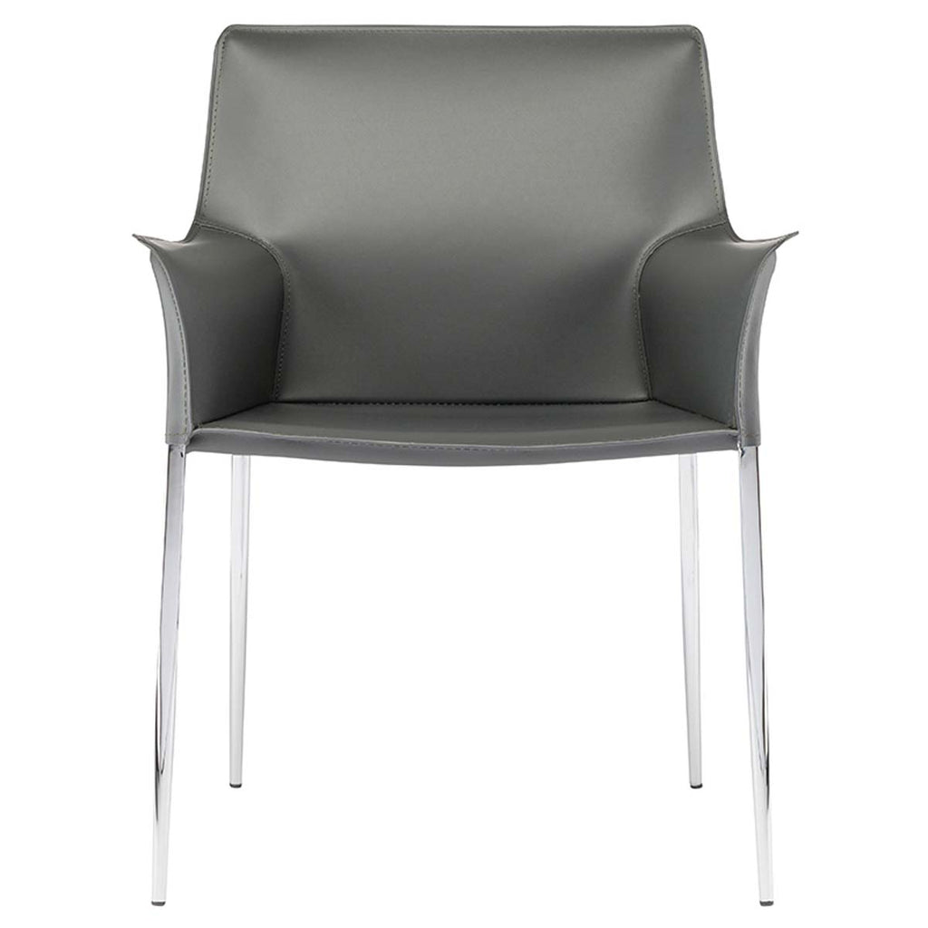 Nuevo Colter Leather Dining Chair - Dark Grey