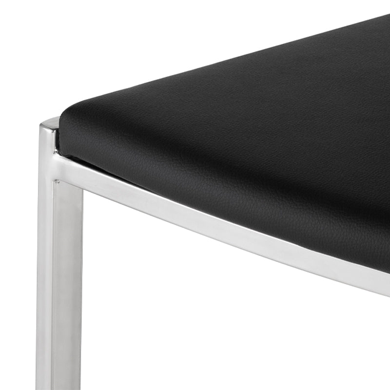 Aaron Black Naugahyde Seat Polished Stainless Frame Counter Stool | Nuevo - HGBO179