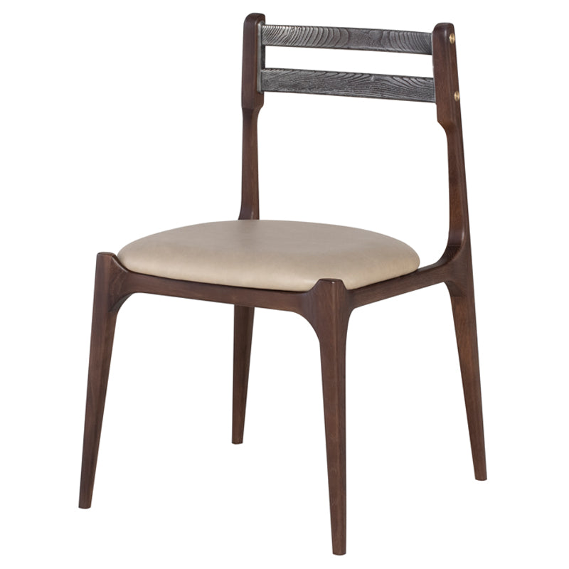 Assembly Sepia Leather Seat Smoked Oak Frame Dining Chair | Nuevo - HGDA679