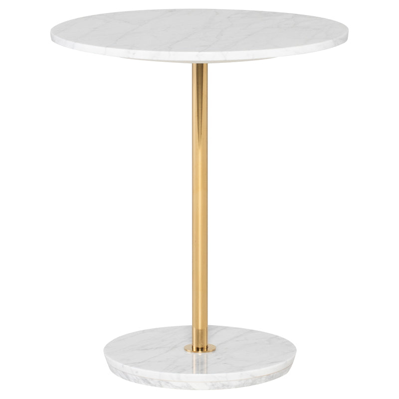 Aida White Marble Top White Marble Base Side Table | Nuevo - HGDJ955