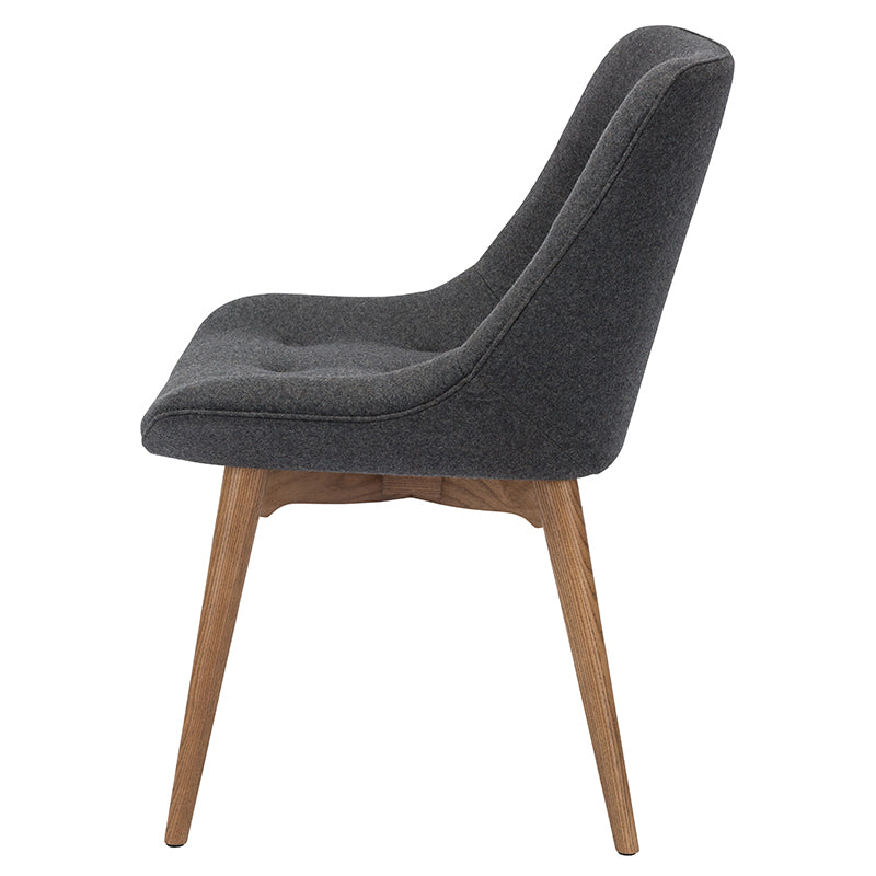 Brie Dark Grey Fabric Seat Walnut Stained Ash Frame Dining Chair | Nuevo - HGEM642