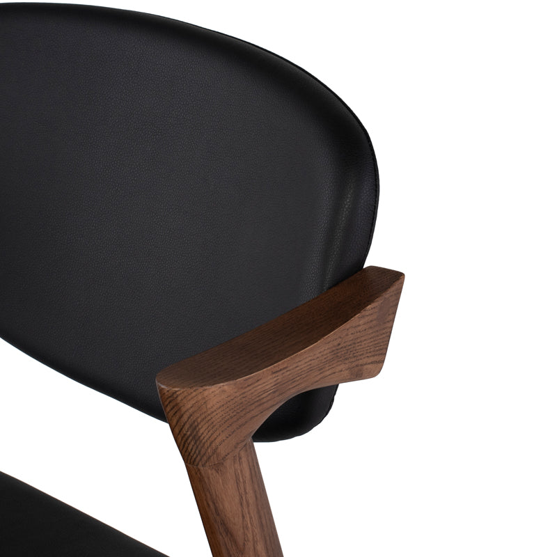 Kalli Black Naugahyde Seat Walnut Stained Ash Frame Dining Chair | Nuevo - HGEM744