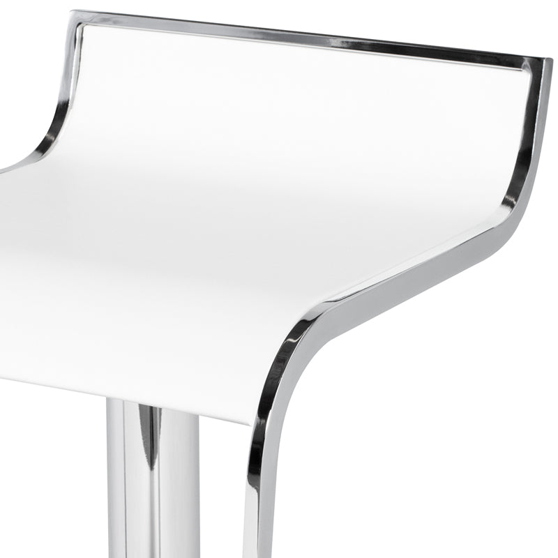 Alexander White Leather Seat Chrome Steel Base Adjustable Stool | Nuevo - HGGA182