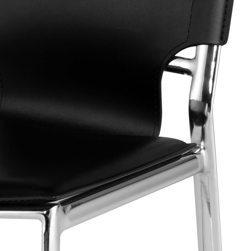 Lisbon Black Leather Seat Chrome Steel Frame Bar Stool | Nuevo - HGGA216