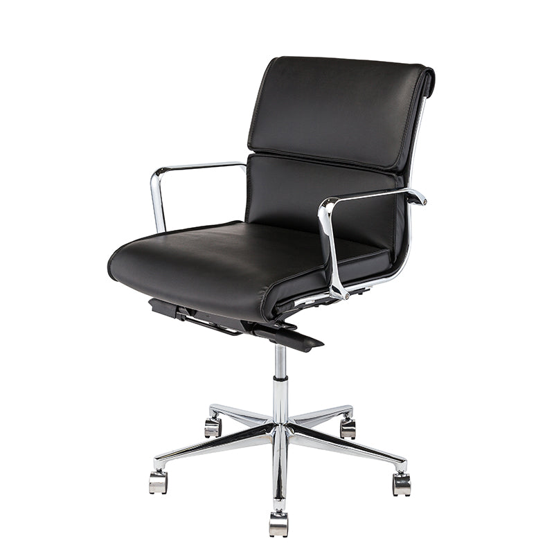 Lucia Black Naugahyde Seat Chrome Aluminium Base Office Chair | Nuevo - HGJL286