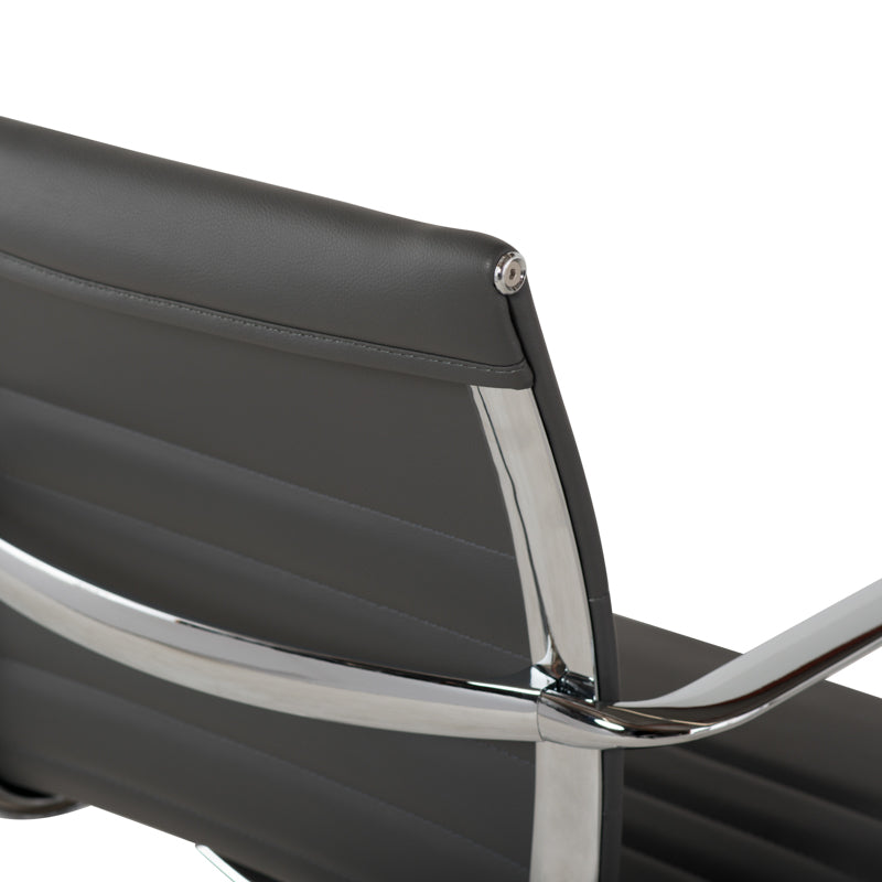 Antonio Grey Naugahyde Seat Chrome Aluminium Base Office Chair | Nuevo - HGJL324