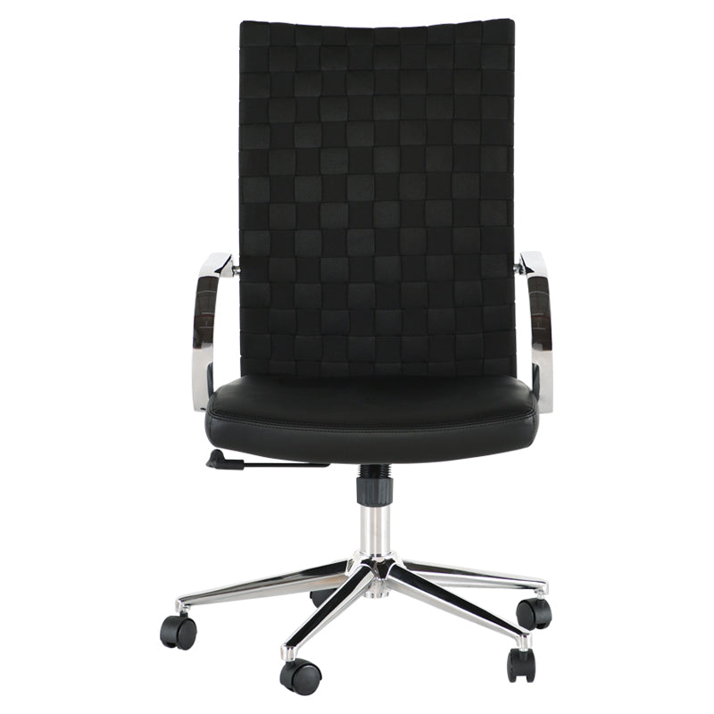 Mia Black Naugahyde Seat Chrome Aluminium Base Office Chair | Nuevo - HGJL394