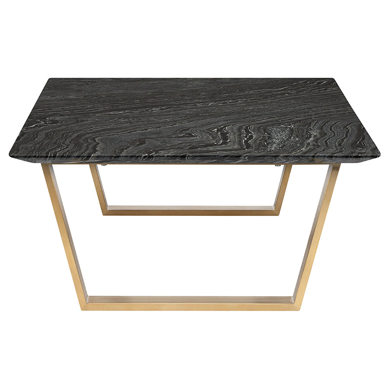 Catrine Black Wood Vein Marble Top Brushed Gold Legs Coffee Table | Nuevo - HGNA309