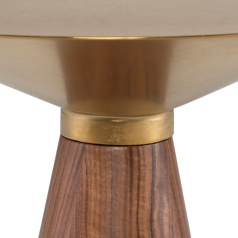 Iris X Brushed Gold Top Walnut Veneer Base Side Table | Nuevo - HGNA430