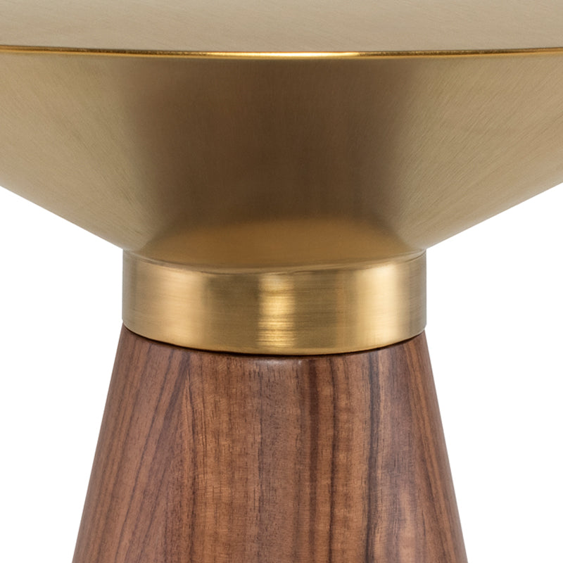Iris Brushed Gold Top Walnut Veneer Base Side Table | Nuevo - HGNA431