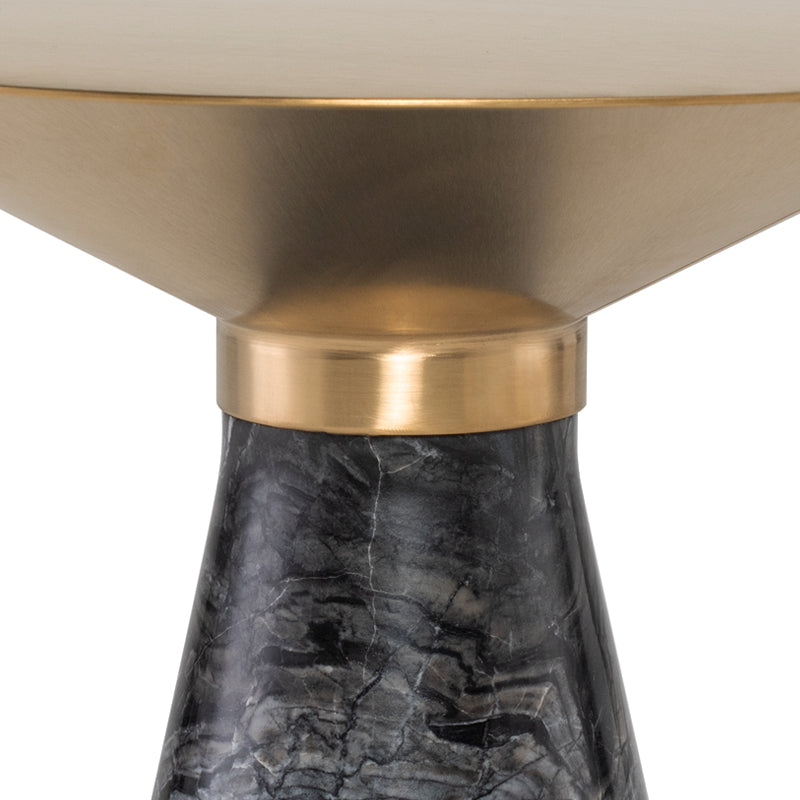 Iris Brushed Gold Top Black Wood Vein Marble Base Side Table | Nuevo - HGNA434